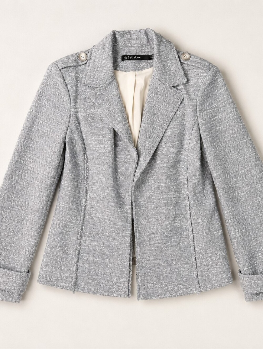 Iris Setlakwe Baby Blue Tweed Jacket – Size 12